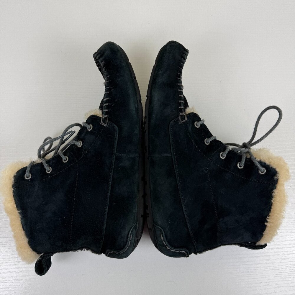 EUC UGG Chickaree Black Sheepskin Suede Lace Up Boots S/N 1007716 - Picture 5 of 11